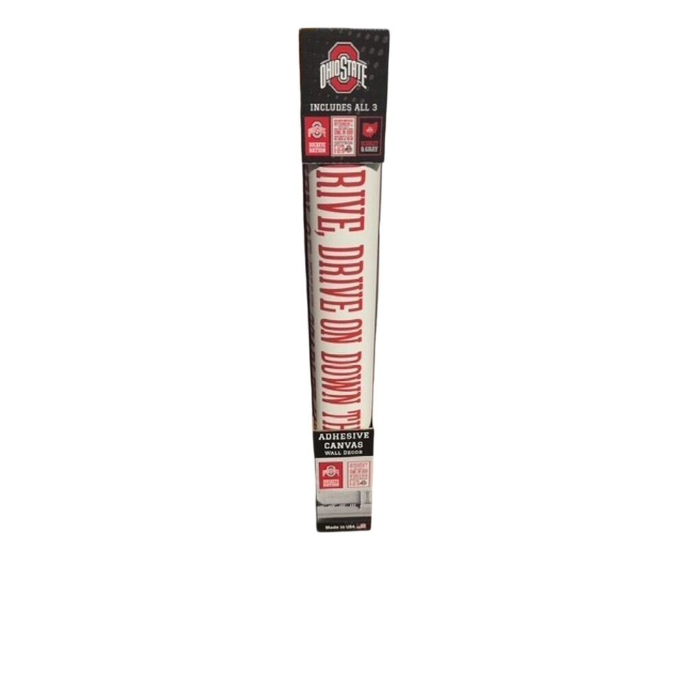Ohio State Buckeyes Set of 3 Adhesive Canvas Wall Art Decor New 23"in X 34.5"